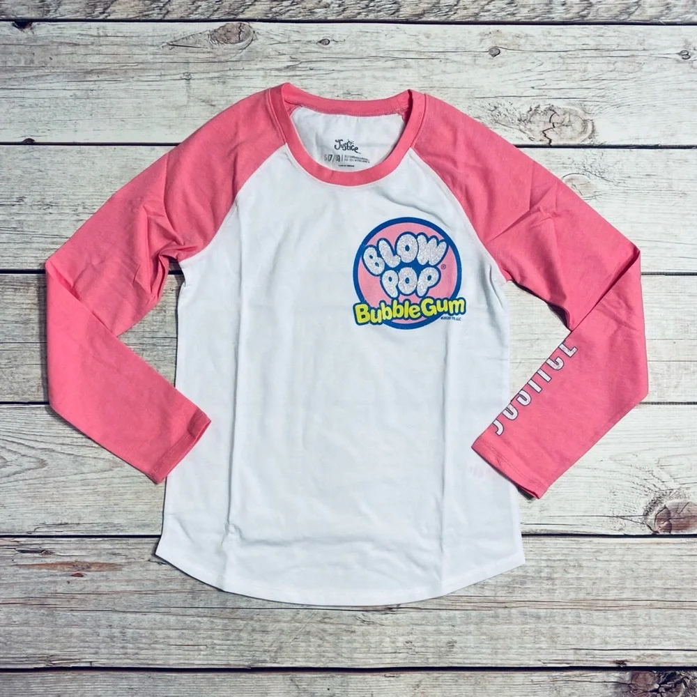📌🆕 Justice • Blow Pop Bubble Gum • Raglan • Shirt